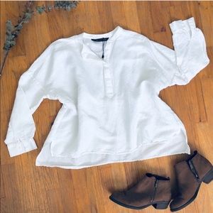 NWOT Zara White Linen Oversized Blouse